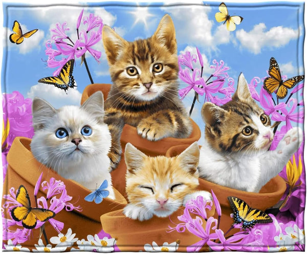 Soft Fleece Blankets w/Animal Designs, 60x50" Plush Bed and Sofa Throw