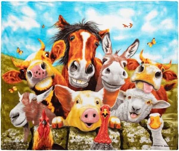Soft Fleece Blankets w/Animal Designs, 60x50" Plush Bed and Sofa Throw