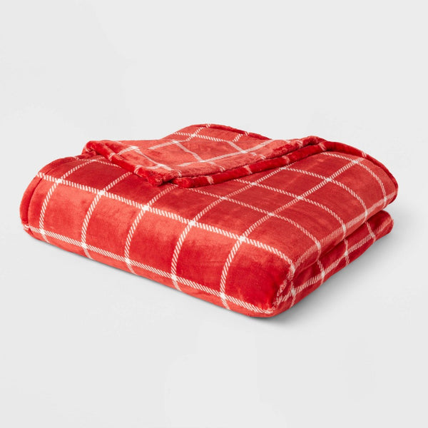 Luxe Plaid Plush Oversized Blanket Large 94x66"