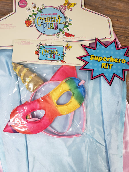 Unicorn Superhero Cape, Mask, and Headband Horn for Girls