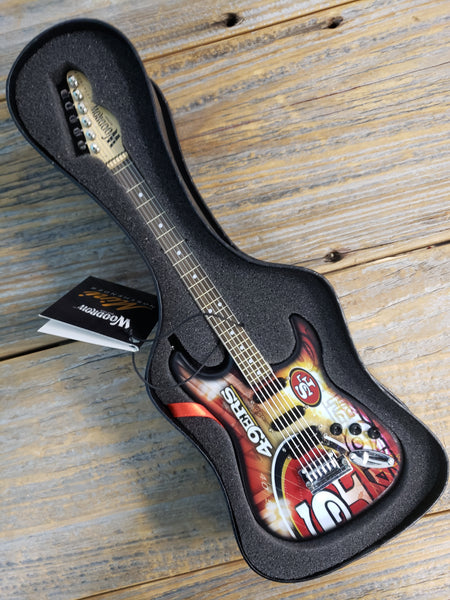 NFL 49ers Sports-themed Mini Guitar Art Piece with Case and Stand