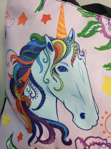 Purple Unicorn Duffel Bag Zippered Purse Handbag