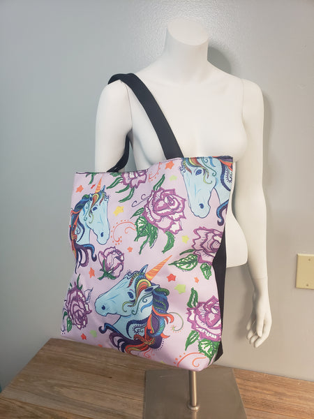 Purple Unicorn Duffel Bag Zippered Purse Handbag