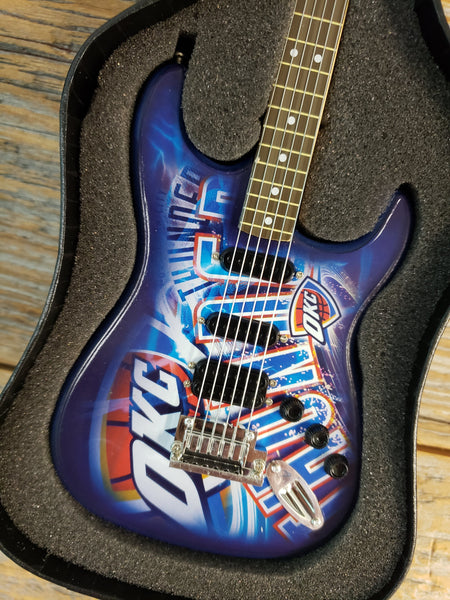 NBA Oklahoma City Thunder Basketball Mini Guitar Art Piece with Case and Stand