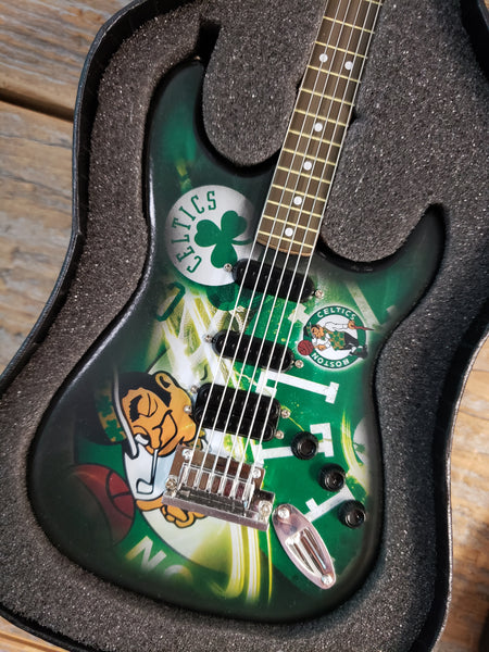 NBA Boston Celtics Basketball Mini Guitar Art Piece with Case and Stand