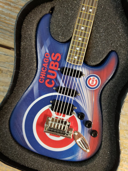 MLB Chicago Cubs Baseball Mini Guitar Art Piece with Case and Stand