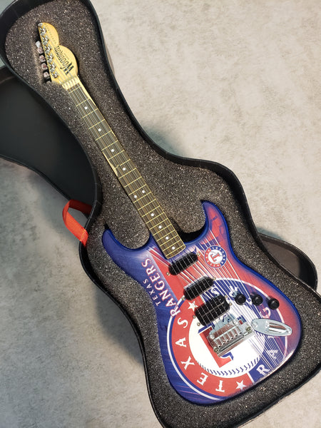 Texas Rangers Mini Guitar MLB Baseball Art Piece with Case and Stand