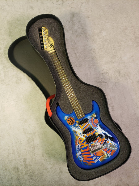 New York Knicks Mini Guitar NBA Basketball Art Piece with Case and Stand