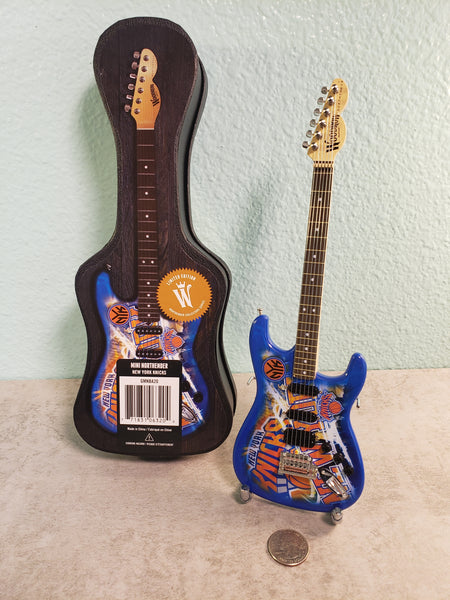 New York Knicks Mini Guitar NBA Basketball Art Piece with Case and Stand