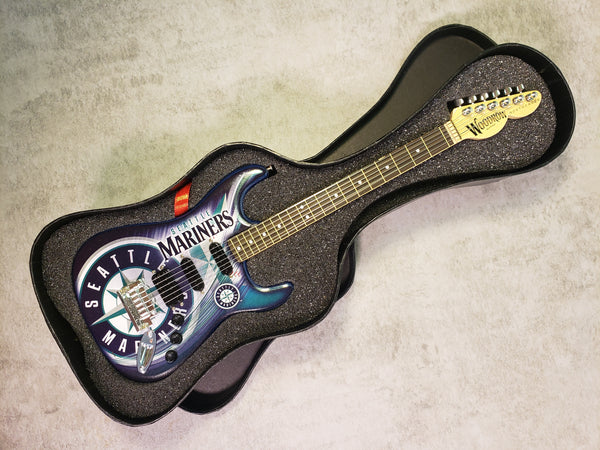 Seattle Mariners Mini Guitar MLB Baseball Art Piece with Case and Stand