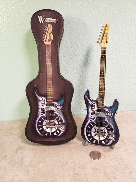 Seattle Mariners Mini Guitar MLB Baseball Art Piece with Case and Stand
