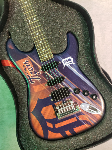 Detroit Tigers Mini Guitar MLB Baseball Art Piece with Case and Stand