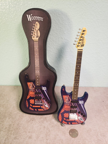 Detroit Tigers Mini Guitar MLB Baseball Art Piece with Case and Stand