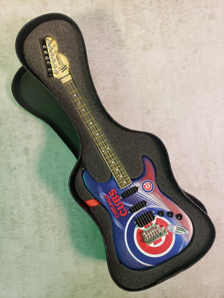 Chicago Cubs Mini Guitar MLB Baseball Art Piece with Case and Stand