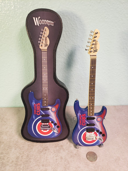 Chicago Cubs Mini Guitar MLB Baseball Art Piece with Case and Stand