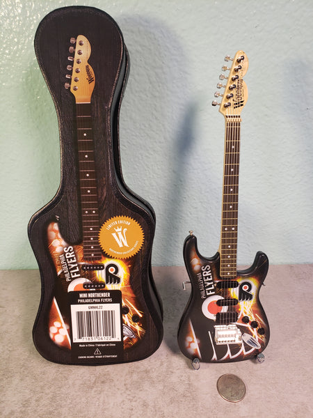 Philadelphia Flyers Mini Guitar NHL Hockey Art Piece with Case and Stand