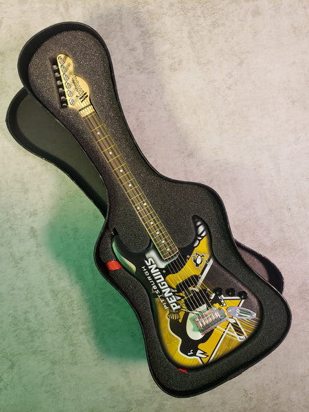 Pittsburgh Penguins Mini Guitar NHL Hockey Art Piece with Case and Stand
