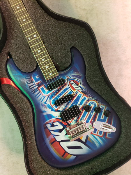 Oklahoma City Thunder Mini Guitar NBA Basketball Art Piece with Case and Stand