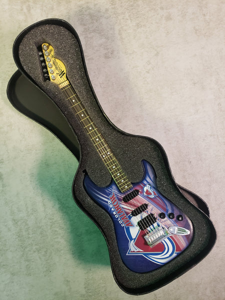 Colorado Avalanche Mini Guitar NHL Hockey Art Piece with Case and Stand