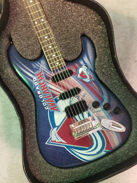 Colorado Avalanche Mini Guitar NHL Hockey Art Piece with Case and Stand