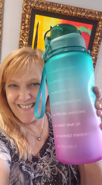 Motivation Water Bottles with Straw-64 ounces