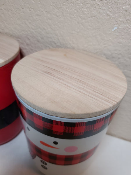 Christmas Candles in Glass Jar with Wood Lid and 2 wicks