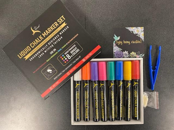 Liquid Chalk Marker Set in Collectors Box with Extra Nibs