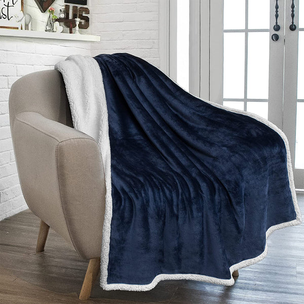 Plush Sherpa Reversible Blanket - 70x60" - Item 127, 128