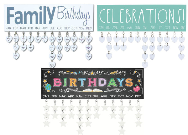 Birthday Reminder Signs with Wood Name Hangers