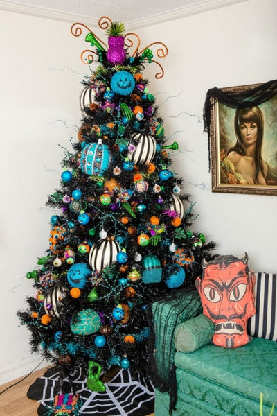 Black Designer Christmas Tree 6 foot-Goth, Mid Century, Sports