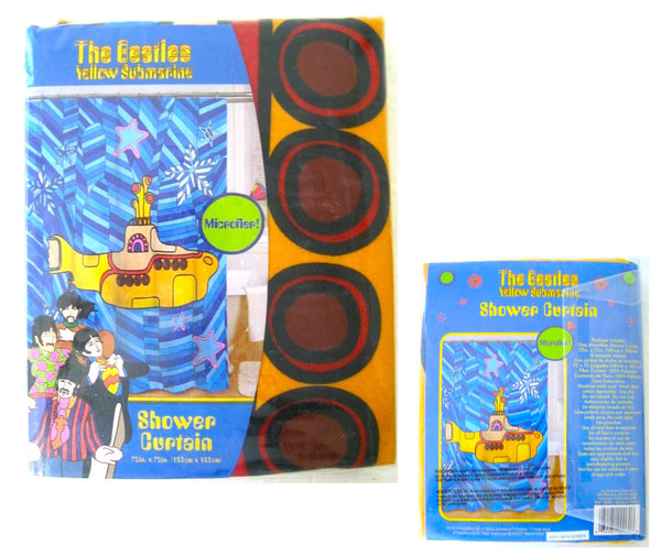 Beatles Yellow Submarine Fabric Shower Curtain, liner, hooks SET