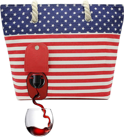 Wine Server Tote Bag - USA Flag design