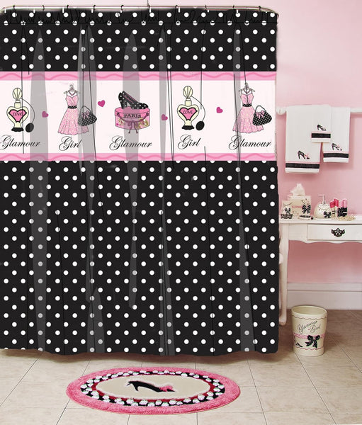 Glamour Girl Polka Dot Fabric Shower Curtain, 70" x 72"