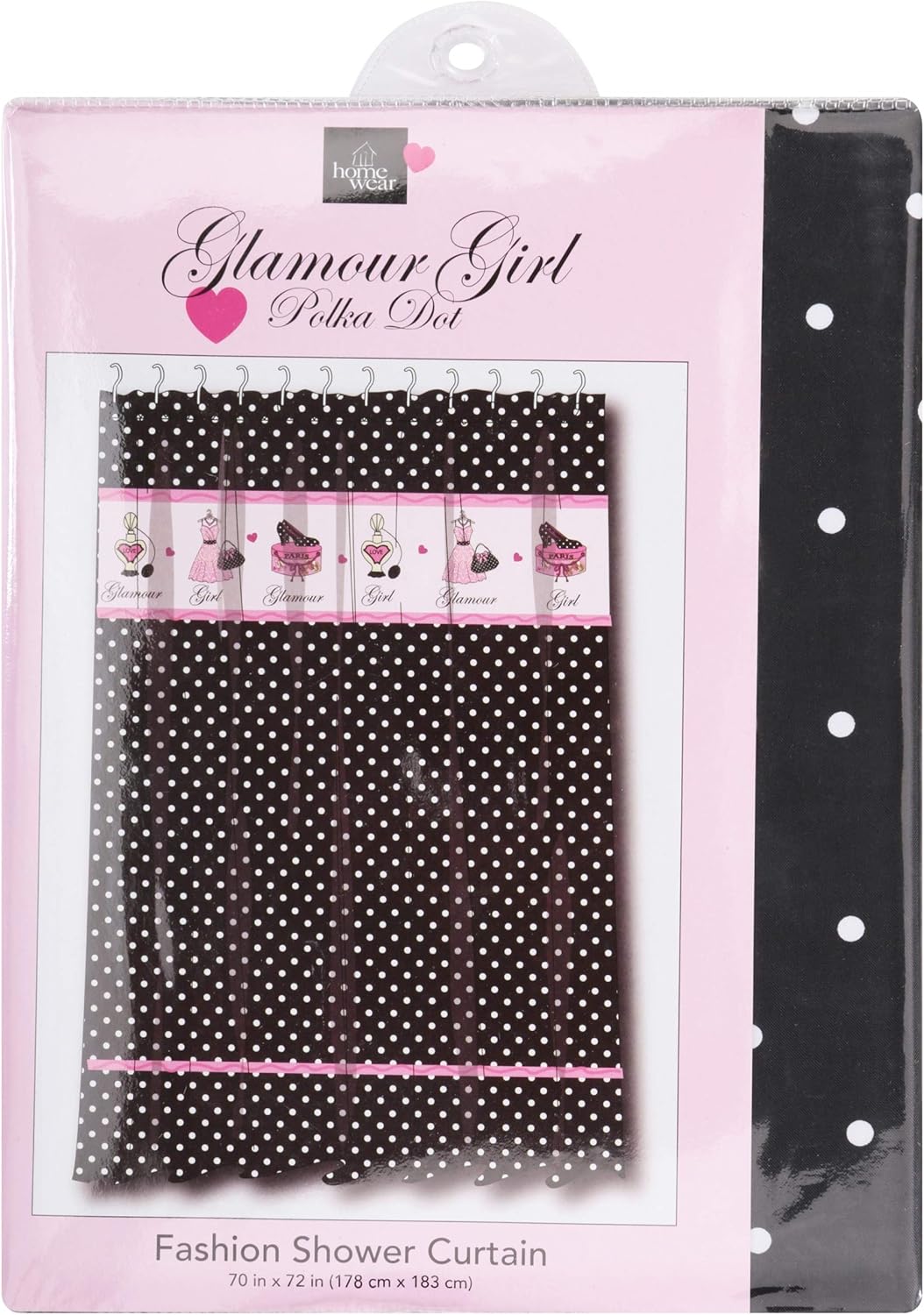Glamour Girl Polka Dot Fabric Shower Curtain, 70" x 72"