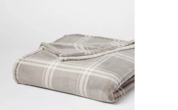 Luxe Plaid Plush Oversized Blanket Large 94x66"