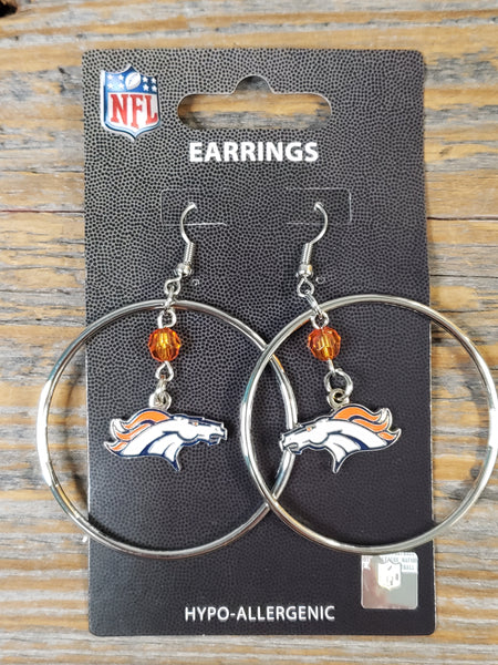 NFL Denver Broncos Hoop Earrings-Officially Licensed
