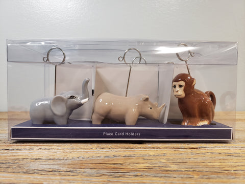 Ceramic Jungle Animal Photo and Place Card Holders-Set of 6