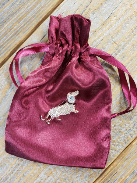 Dachshund Brooch with Rhinestones includes Gift Bag