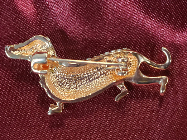 Dachshund Brooch with Rhinestones includes Gift Bag