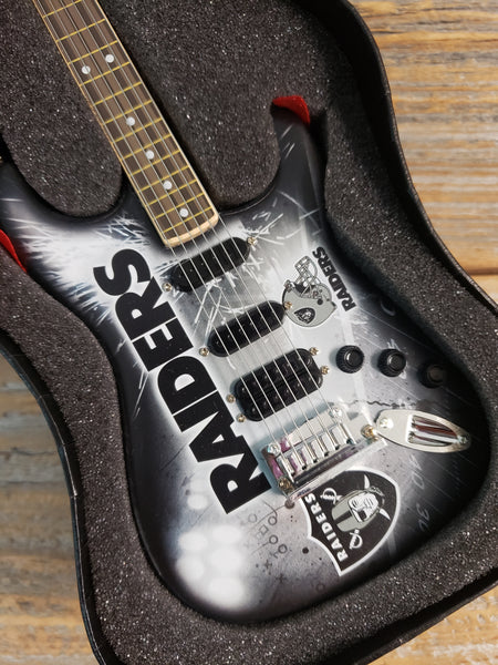 NFL Raiders Mini Guitar Art Piece with Case and Stand