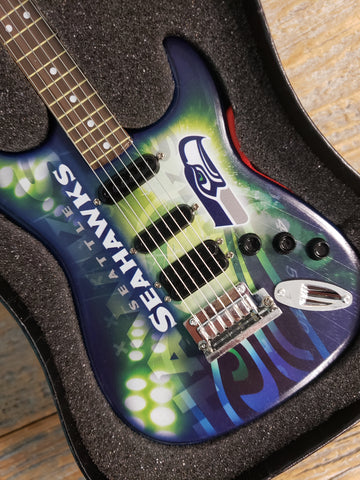 NFL Seahawks Mini Guitar Art Piece with Case and Stand