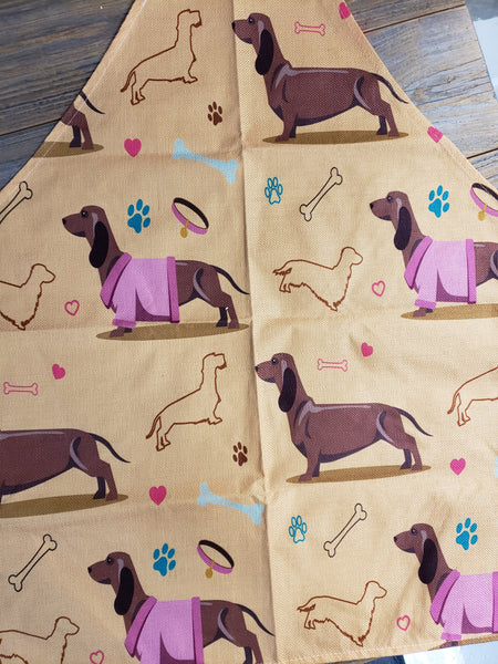 Dachshund Dog Apron Tan and Brown for Baking with your Weenie Dog
