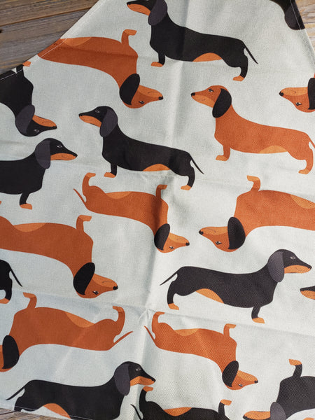 Dachshund Dog Apron with Smiling Black and Brown Doxies
