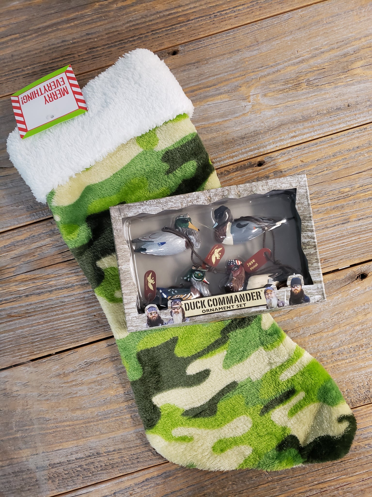 Camo Christmas Stocking with Duck Commander Ornament Set