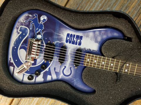NFL Indianapolis Colts Mini Guitar Art Piece with Case and Stand