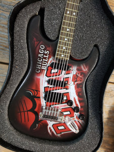 NBA Chicago Bulls Basketball Mini Guitar Art Piece with Case and Stand