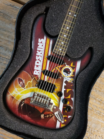 NFL Washington Redskins Football Mini Guitar Art Piece with Case and Stand