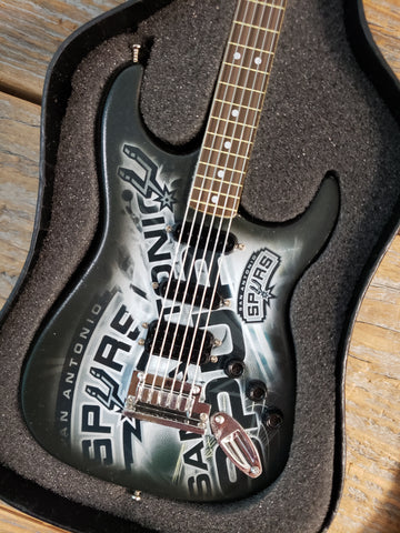 NBA San Antonio Spurs Basketball Mini Guitar Art Piece with Case and Stand