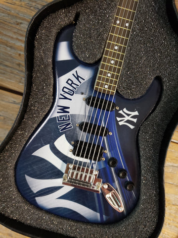 MLB New York Yankees Baseball Mini Guitar Art Piece with Case and Stand