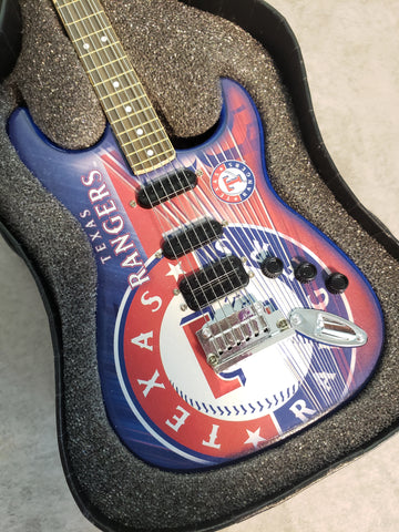 Texas Rangers Mini Guitar MLB Baseball Art Piece with Case and Stand